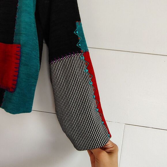 VTG Art to Wear Eclectic Koret Women Patchwork Jacket Size Small Multicolor Boho - Picture 2 of 8